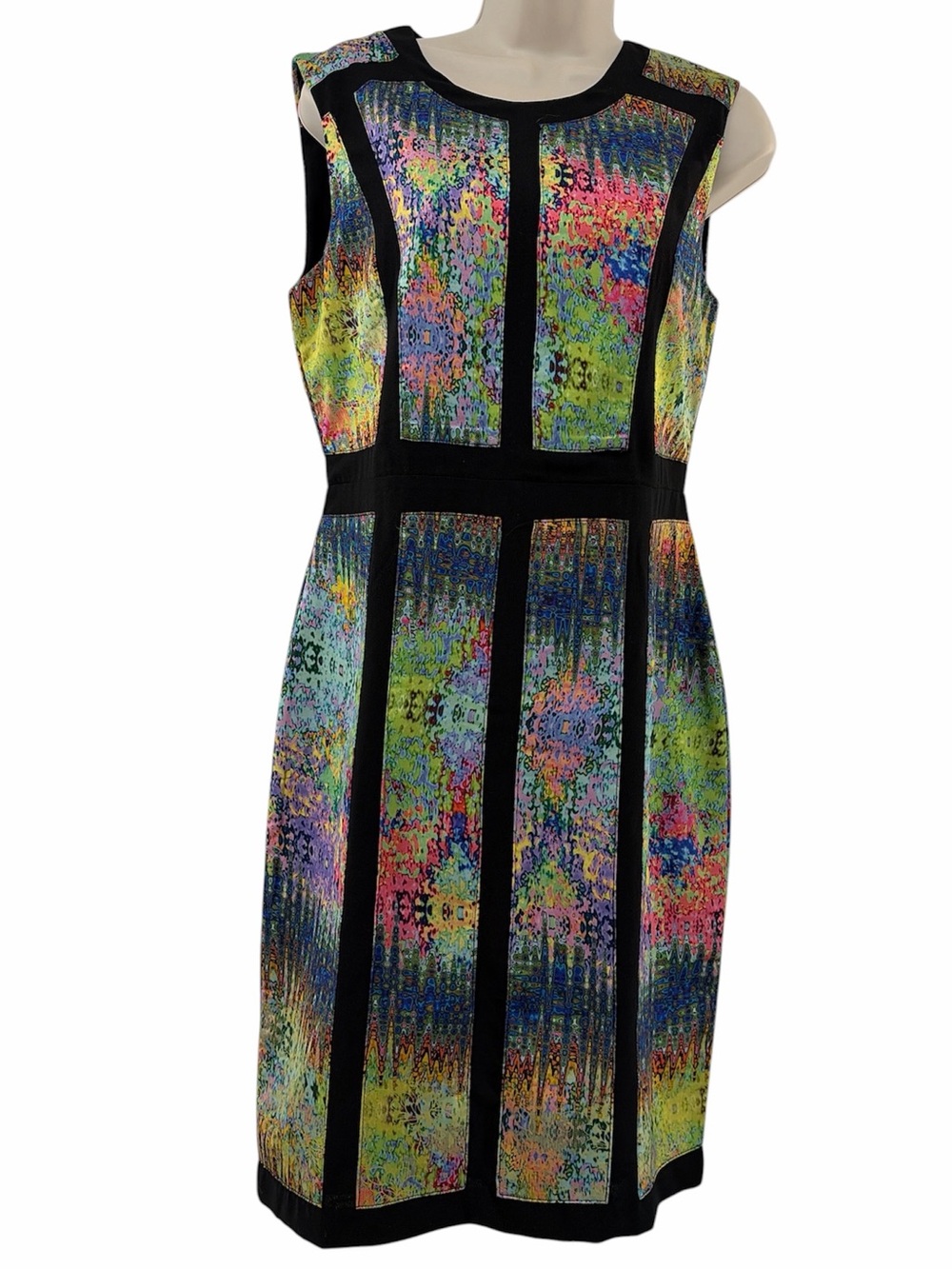 Adore Women's Multicolor Art Kaleidoscope Sleeveless Panel Sheath Dress Size S